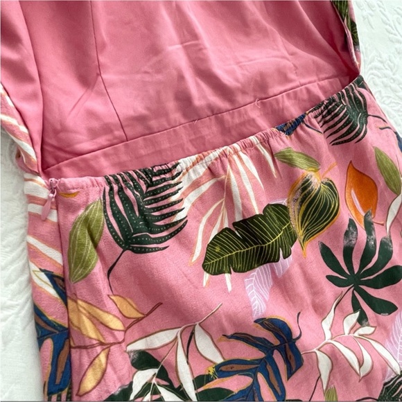 NWOT Lulus Exotic Escape Pink Tropical Print Sleeveless Tie-Back Mini Dress - Picture 7 of 12